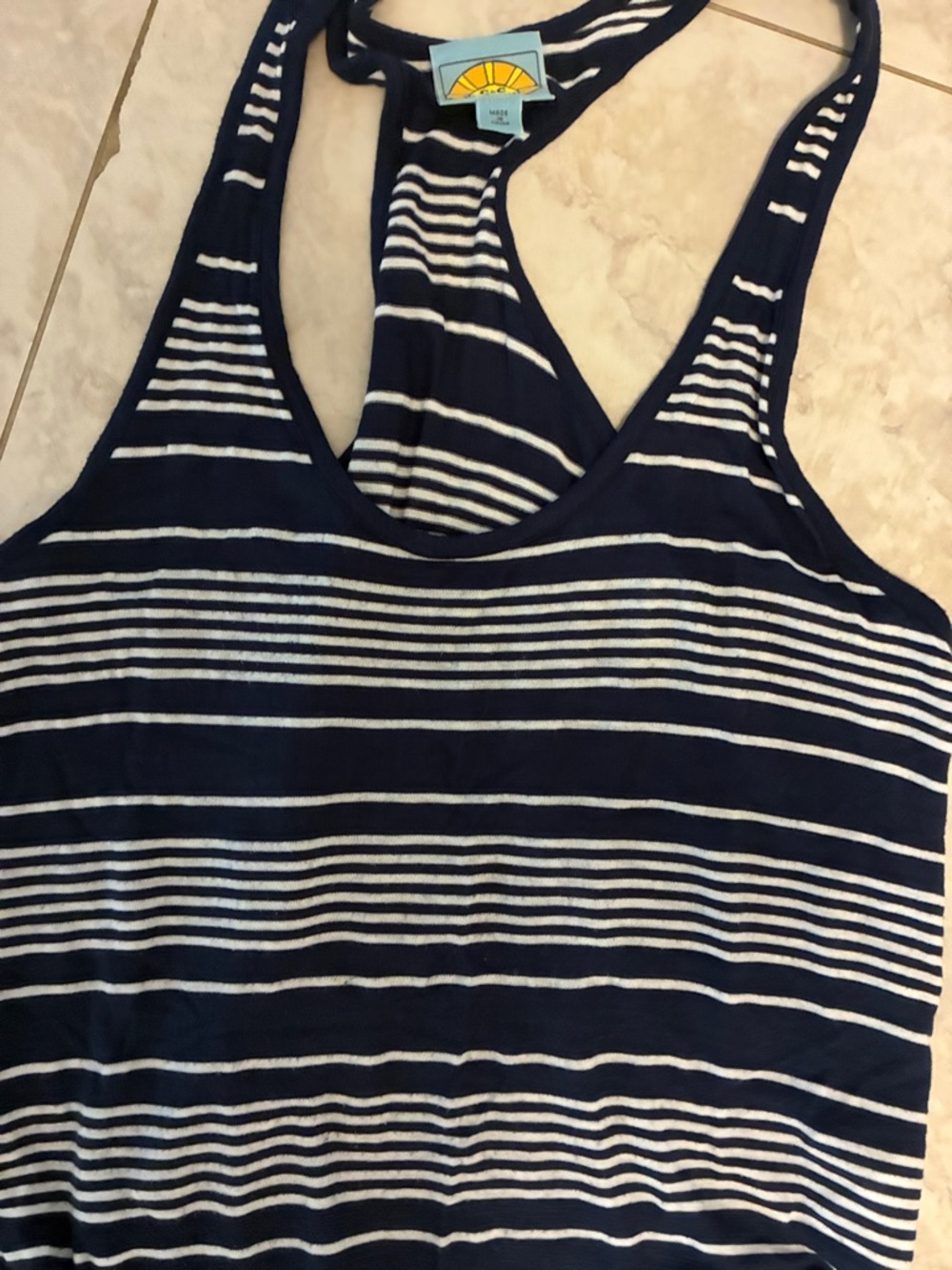 C&C California Navy and White Striped Racerback Tank